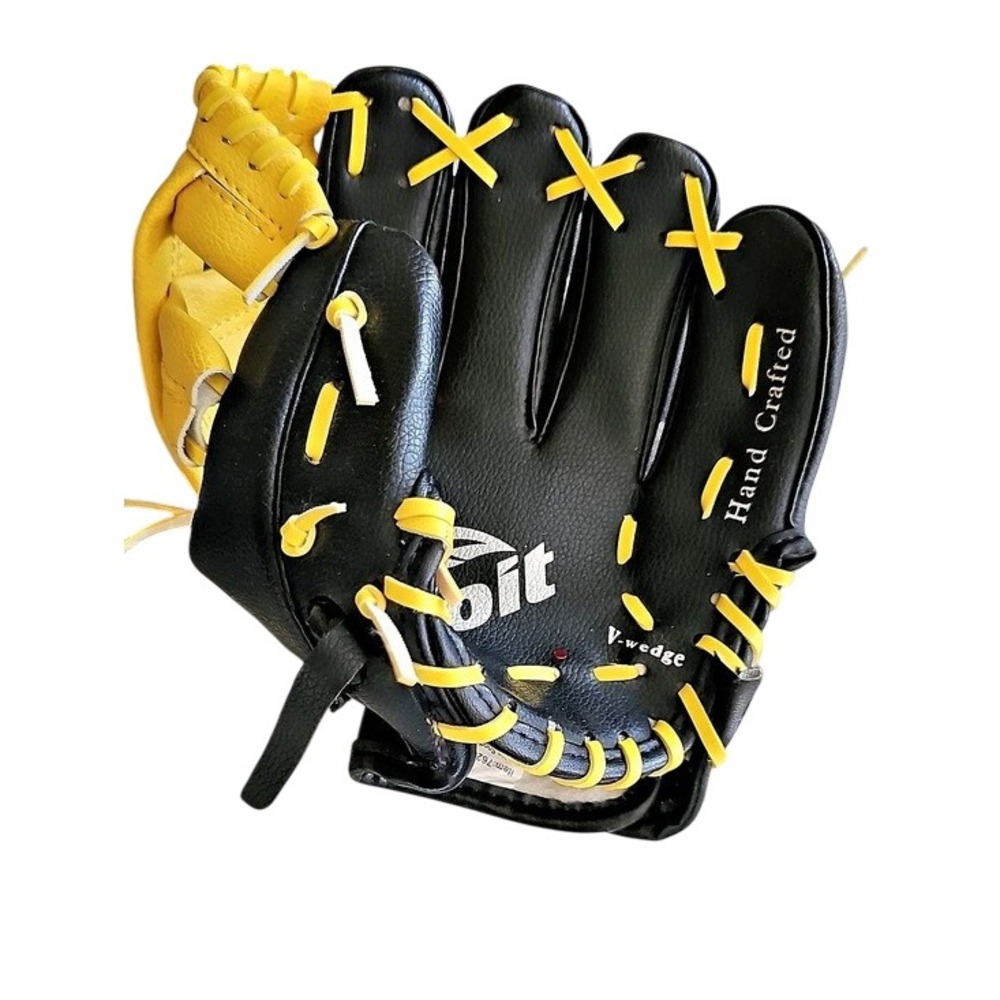 Voit Youth Baseball Glove Black Yellow Hand Crafted V-Wedge Mitt 76202 Kids